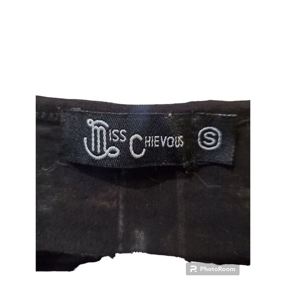 Miss Chievous Black Small Cotton Solid T-Shirt Short Sleeve Crewneck - Picture 2 of 3